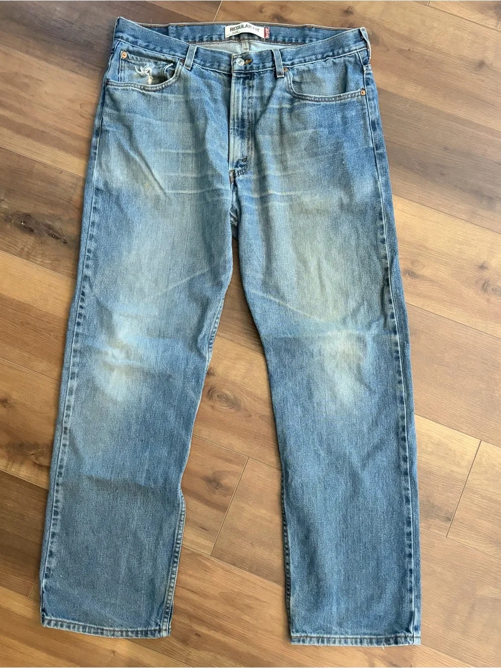 Vintage Y2K Levi’s 505 Regular Fit Faded Distressed Denim Blue Jeans Mens 38x32